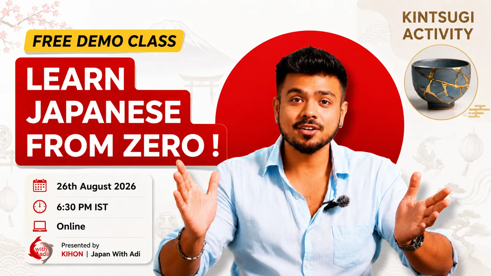 Aditya Dewangan teaching a Japan With Adi session