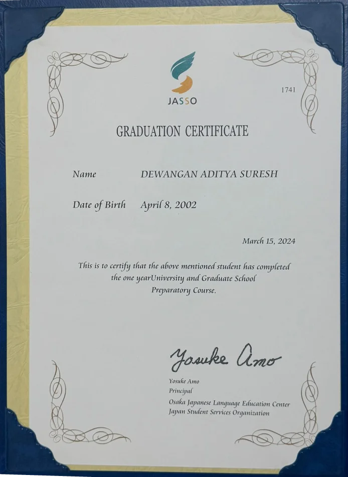 JASSO Graduate Certificate